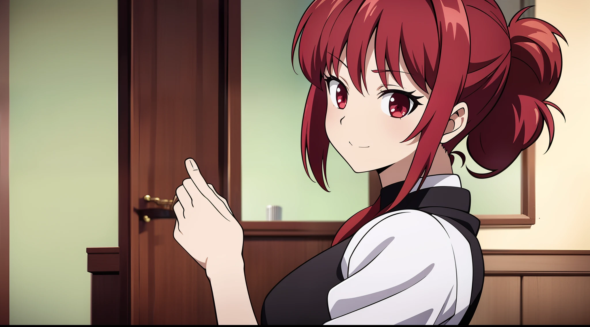 Female ranma, red hair, attractive, cute maid dress