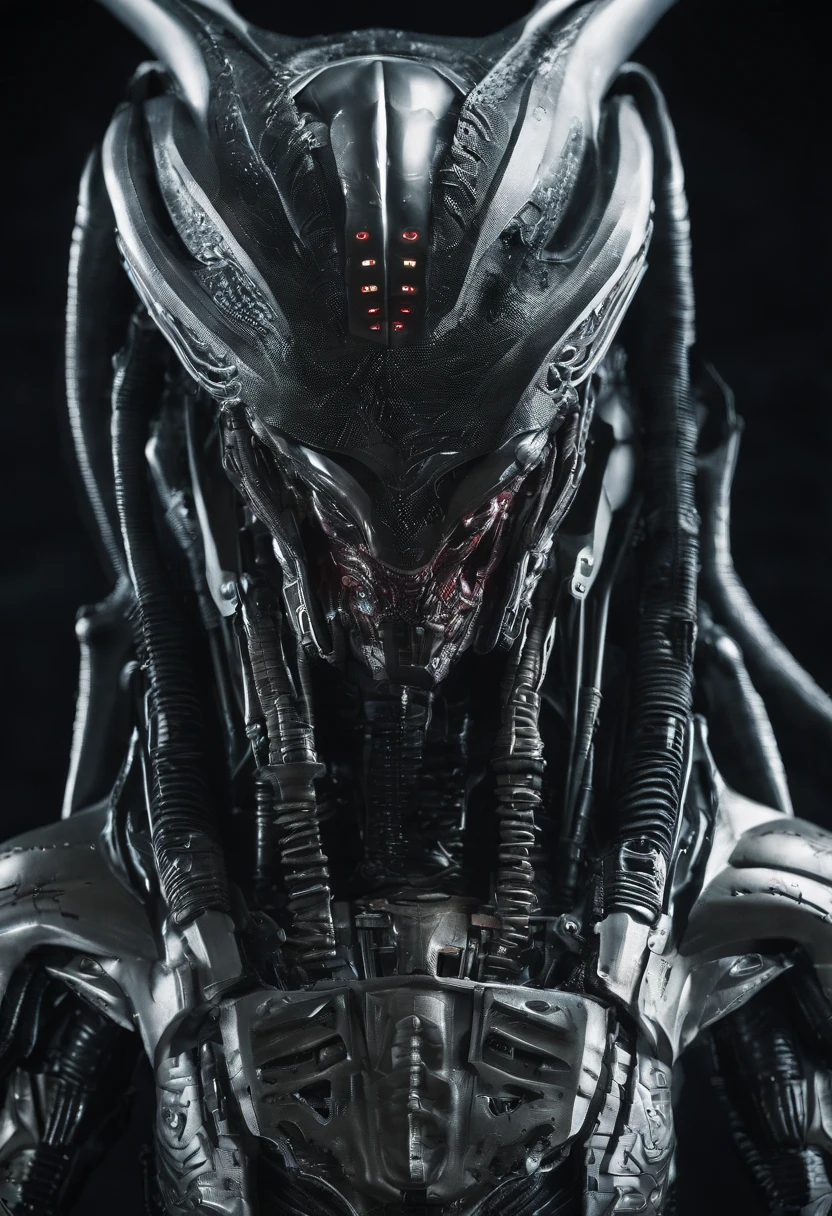 Alien Predator,full bodyesbian,Mechanical scale armor,high - tech,Laser eye