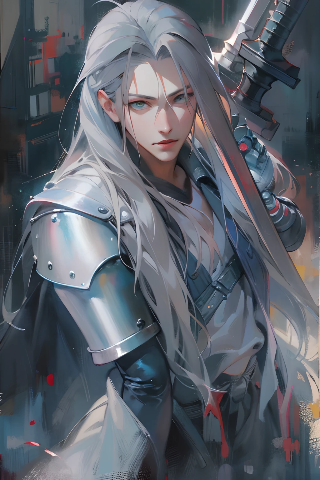 oil painting, Sephiroth, Final Fantasy VII