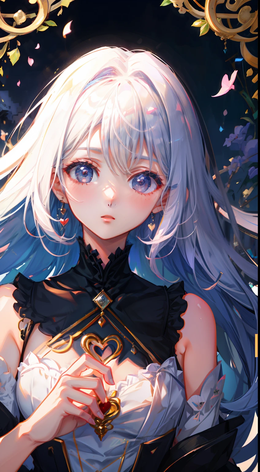 1girl, solo, looking at viewer, blue background, simple background,lips, closed mouth, bangs, nose, kagura_om, circlet