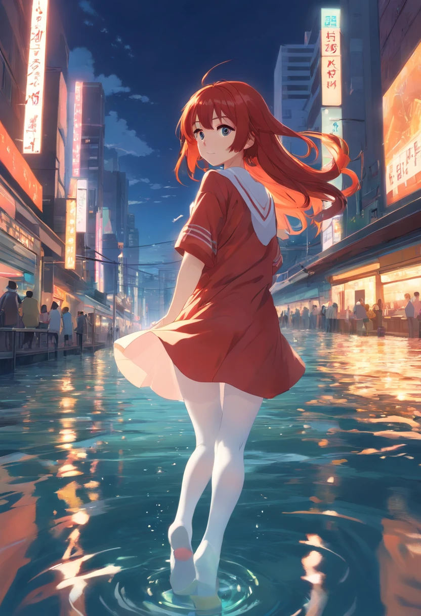 Wearing redheads，The clothes ar，River Fantasy，white stockings，444 Hz, Beautiful, Breathtaking, Highly detailed, 8K, Use, affectionate, Ultra photo realsisim, Scenery