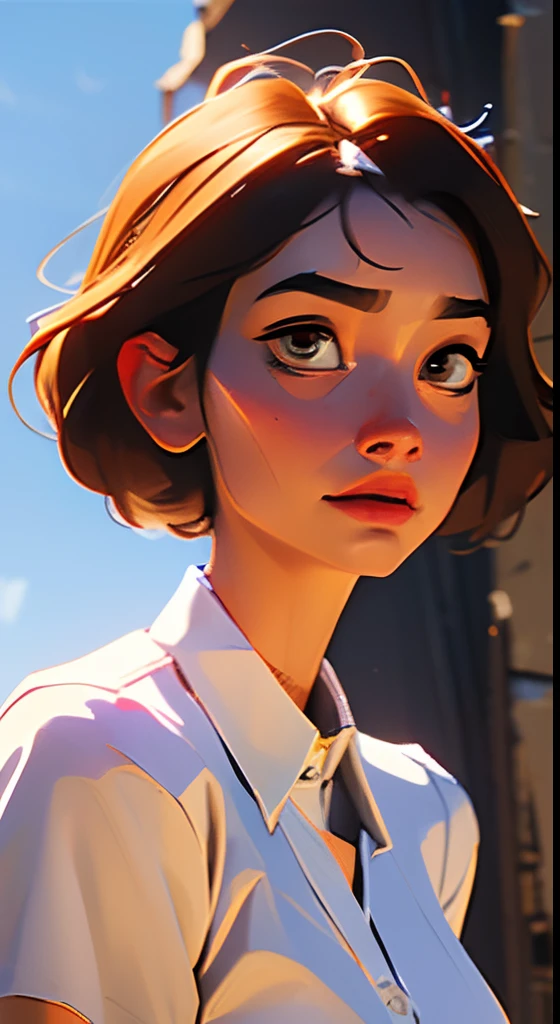 Raw photo, Close-up portrait photo of a brutal schoolgirl.High school girl in wasteland clothes, high-school uniform、White blouses、pleatedskirt、plump big breasts、Constricted waist、Medium haircut, Light gray beautiful hair, beautiful eyes of light brown、Slim body, white panties、stockings、Open legs、background is city ruins, (High detailed skin:1.2), 8K UHD, Digital SLR, Soft lighting, High quality, Film grain, FUJI XT3