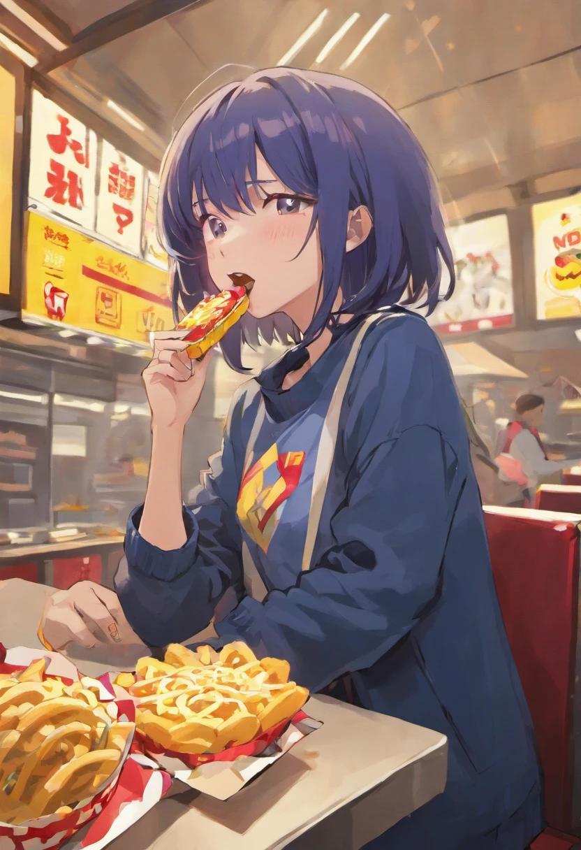 rikka takanashi eating at mcdonalds