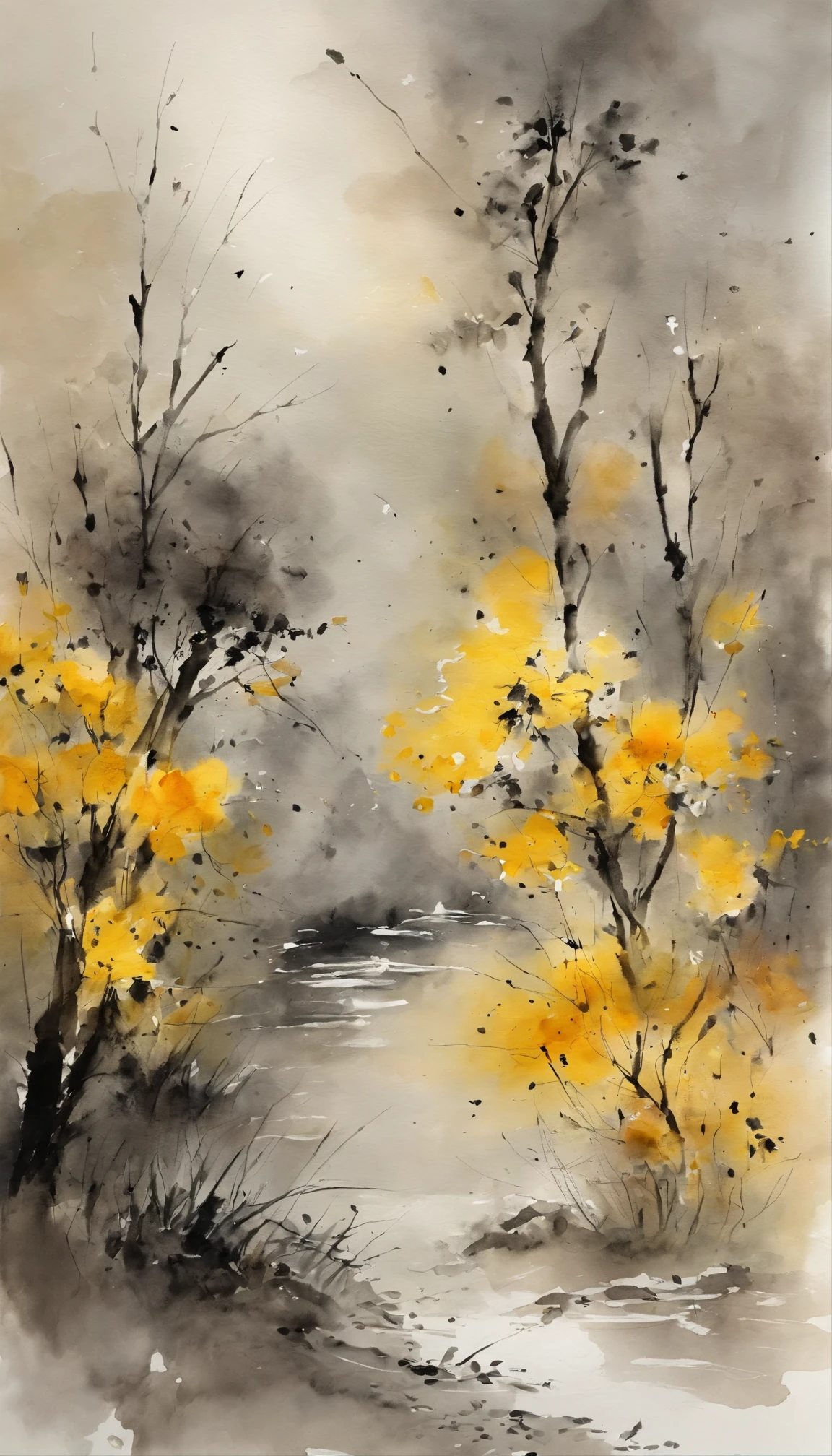 (Seek and find,cheerless,It's miserable。When it's warm and cold,The hardest thing to rest。Three glasses of two light wines,How to defeat him late and the wind is urgent!Goose pass also,Am sad,But it's an old acquaintance。 Yellow flowers pile up all over the ground,Haggard damage,Who is there to pick up today?Guard the window,How to be born black alone!Sycamore and drizzle,Until dusk,Bit by bit。This time the first,What a sad word!),(Chinese ink painting style),Ink painting style,Light and shadow are pastel,(Poetic landscape paintings),8k wallpaper,light and shadow effect,Tyndall,rendering by octane,White balance,Extremely detailed picture,depth of fields,tmasterpiece,realisticlying,RAY