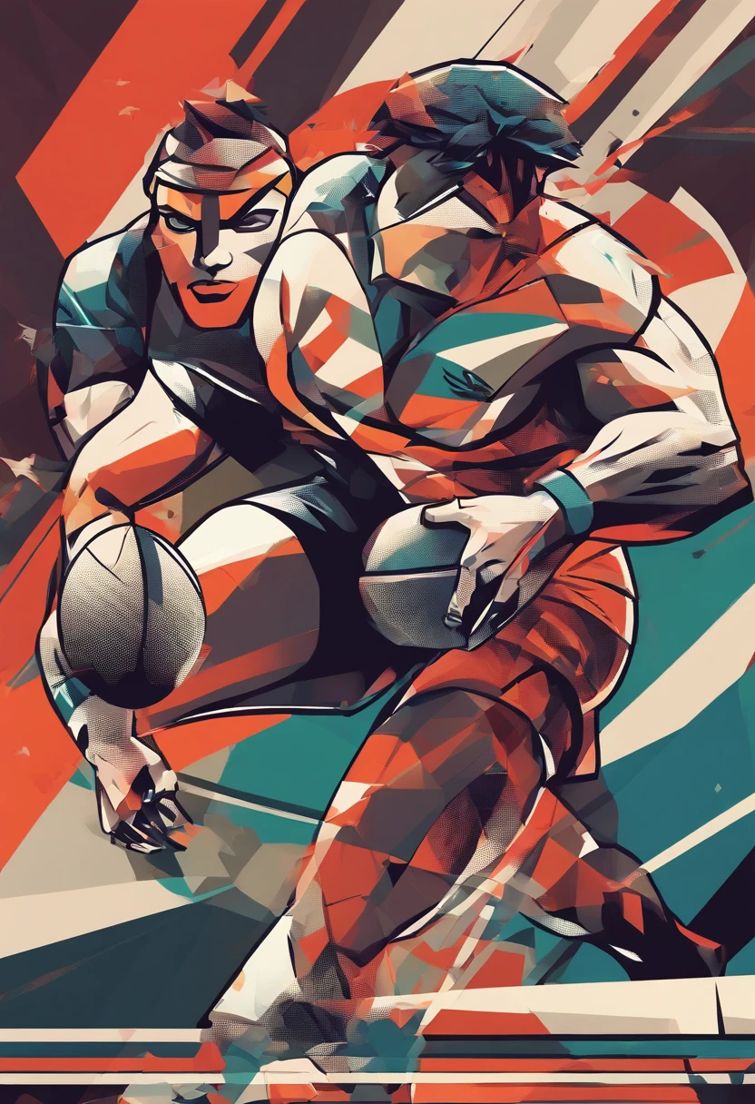 (nvinkpunk:1.3) (snthwve style:0.5), Rugby players、Holding a rugby ball、well-muscled、Tough Boys、anthro、Lightwave、Convoluted、ighly detailed