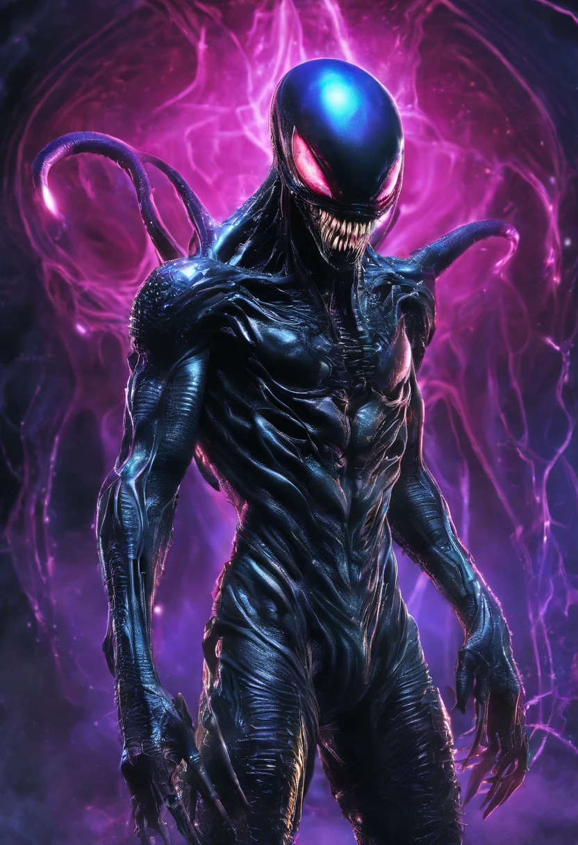 Venom possesses the alien，Full-body photos，high - tech，Laser laser，Delicate picture