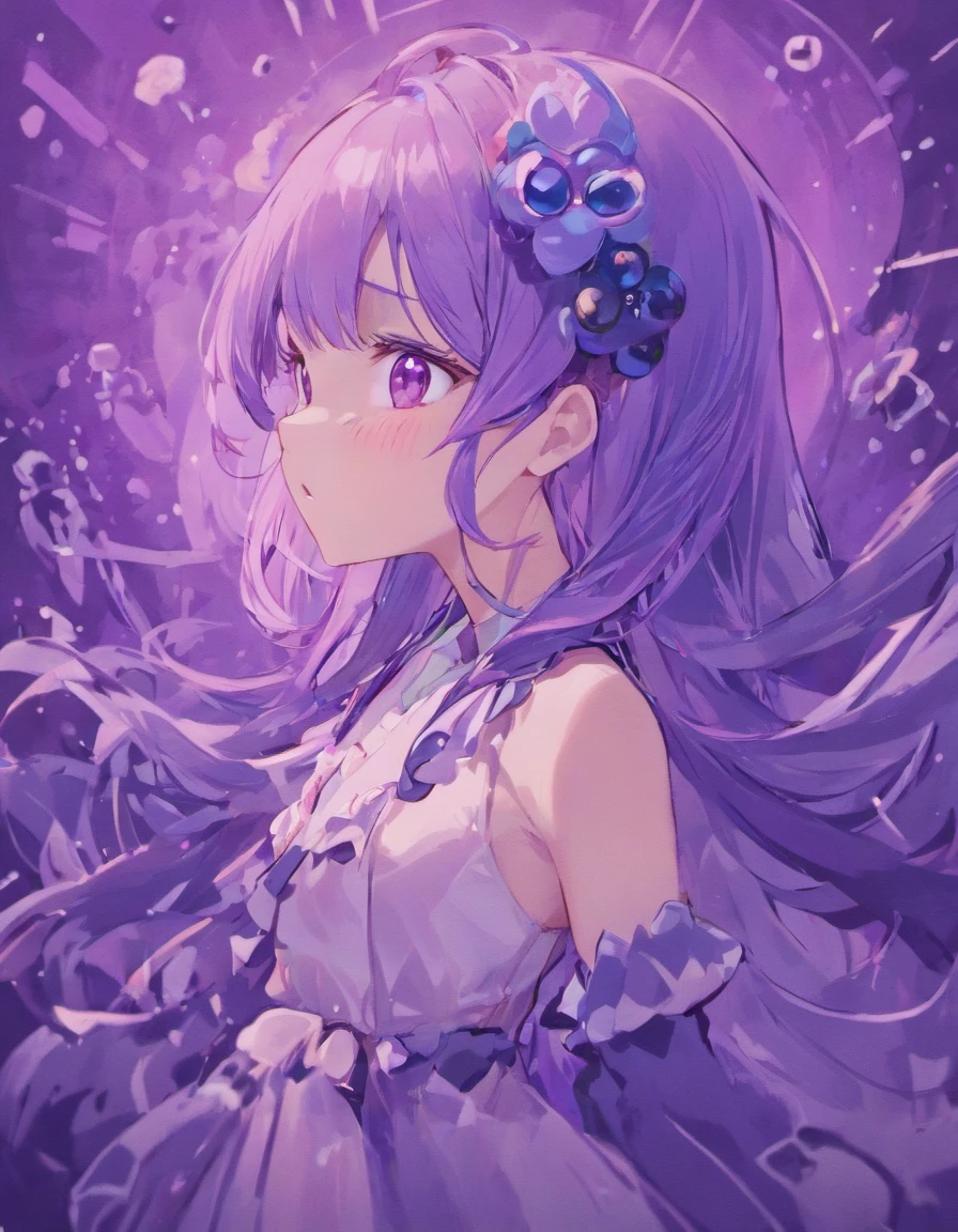 Blueberry Girl,Purple colored hair,Cute ,Blueberry hairpin
