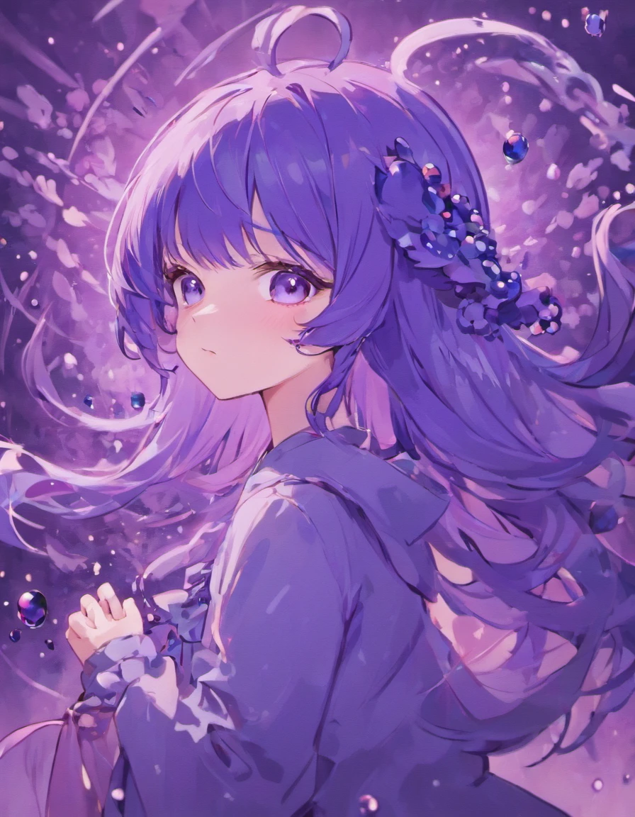 Blueberry Girl,Purple colored hair,Cute ,Blueberry hairpin