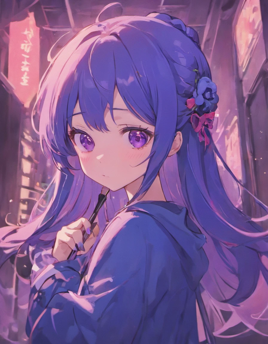 Blueberry Girl,Purple colored hair,Cute loli,Blueberry hairpin