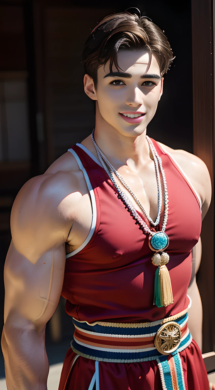 (((Men only))), ((head shot)), ((Pietro Boselli)), (( wearing Peruvian ethnic clothing)), (Quechua Clothing), (Aymara Clothing), (Moche Clothing), (Amazonian Indigenous Clothing), (Handsome muscle man in his 20s), (Big smile), (detaile: 1 in 1), Natural muscles, HIG quality, beautidful eyes, (Detailed face and eyes), (Face、: 1 / 2), Noise, Real Photographics、... .....................................................................................................................PSD, Sharp Focus, High resolution 8K, realisitic & Professional Photography, 8K UHD, Soft lighting, High quality, Film grain, FujifilmXT3