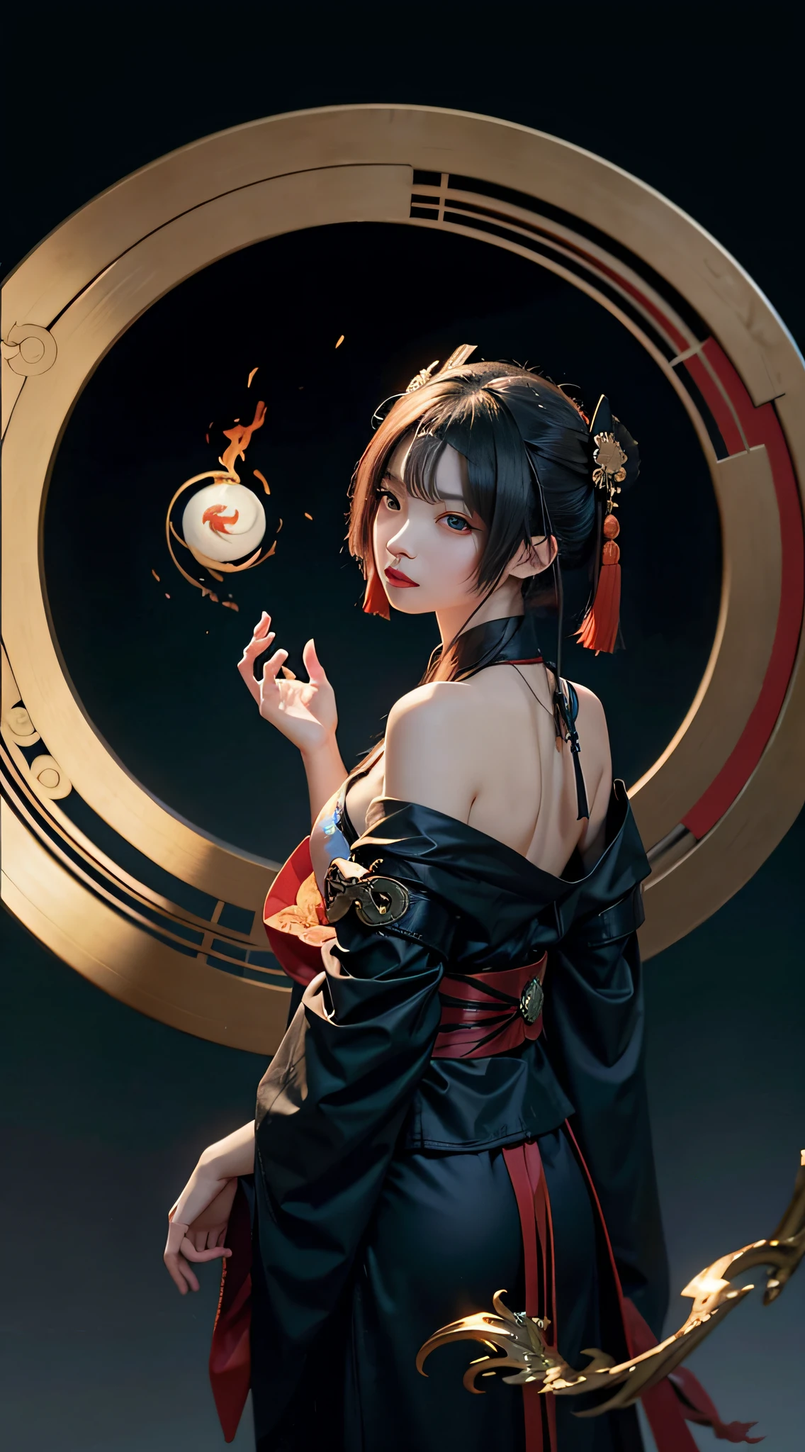 true-to-life visuals, artistically refined,captivating beauty, breathtaking aesthetics, dramatic contrasts, atmospheric depth,official art,high saturation,Intense Coloration,
1girl,solo,
Onmyoji, shikigami summoner, ofuda inscriber, exorcist, yin-yang master, divination