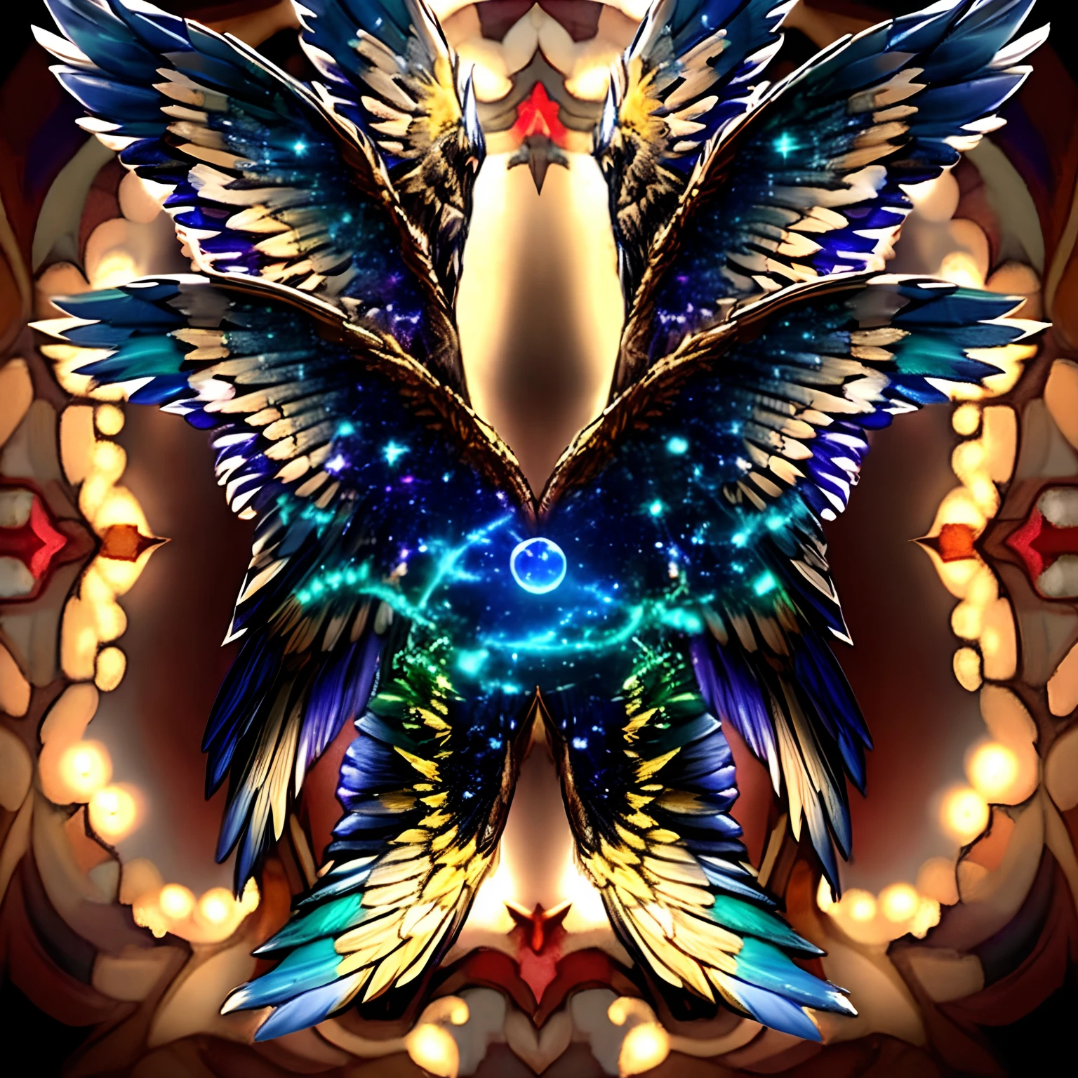 (((Eyes everywhere))), The cosmic essence of horror with wings, Majestic symmetrical eagle wings, symmetrical wings, Satanic Wings, symmetrical wings, symmetrical wings, Huge symmetrical wings, Dark feathered wings, Symmetrical dragon wings, HUGE FEATHERED WINGS, Endless Angel Wings, based on Dan Hiller