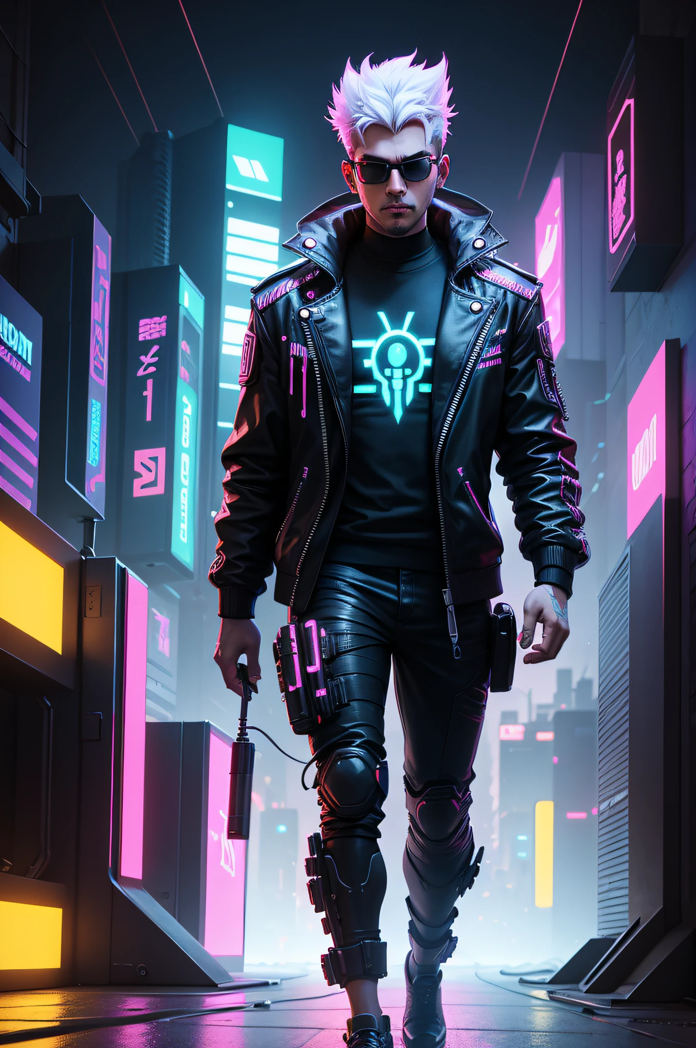 image to cartoon,vector illustration,3d,cyberpunk theme,neon glowing light