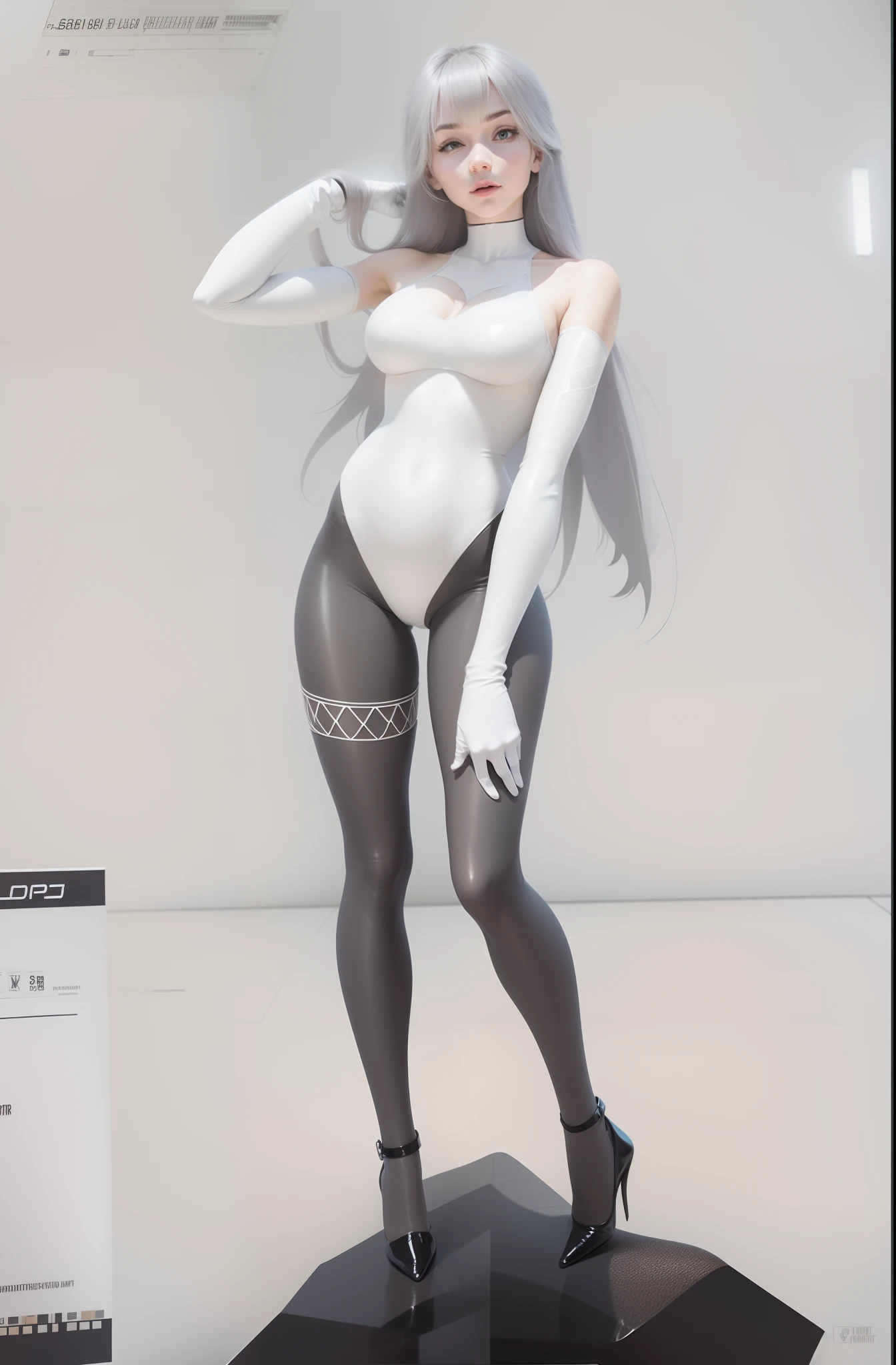 Transparent skinny latex garment,Long wrinkle-free sleeves,cropped shoulders,Tight gloves,Perfect body line,nabel,gigantic cleavage breasts