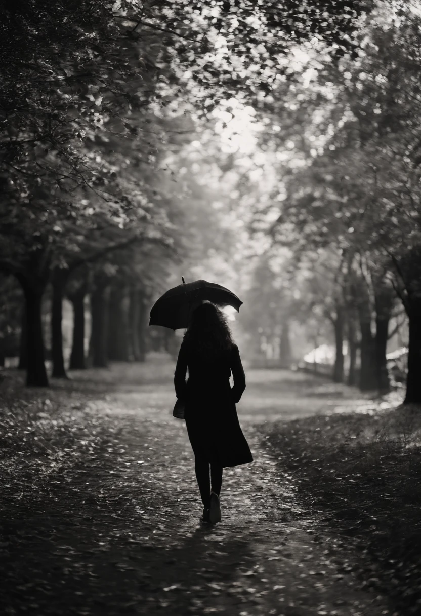 Friends respectively,Reluctantly,saddened,Tears in her eyes,The back of a friend leaving,Real people,photore,Extreme light and shadow,Extreme light chasing,Sad atmosphere,falling leaf,Sad。Fine fine skin,Extremely reflected light,The ultimate illusion light,(Black, white and gray tone 1.2)