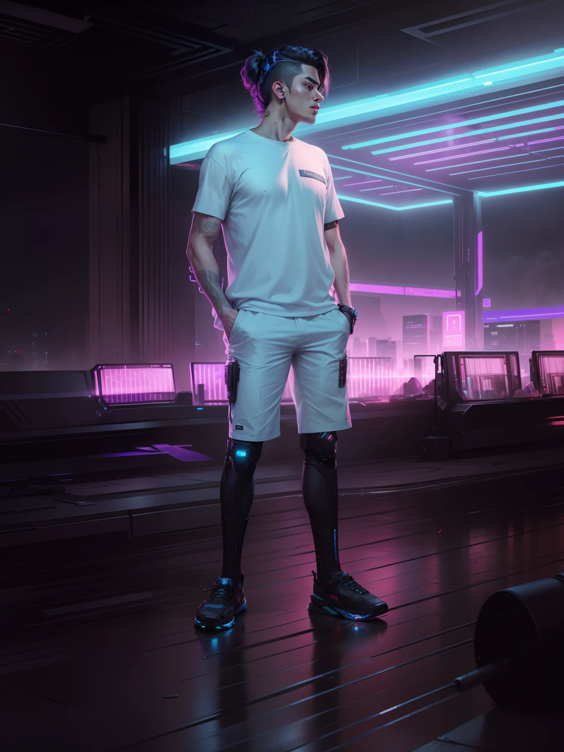 Change background cyberpunk handsome boy, realistic face, 8k, ultra realistic