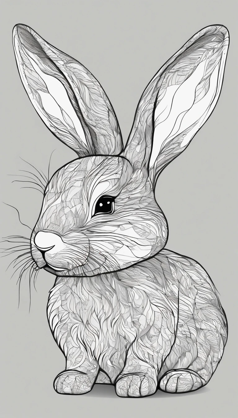 Cute bunny, Best Quality, Ultra-detailed,Natural lighting, Monochromatic color scheme, neutral tones, Realistic:1.37, Detailed writing、Details are expressed、white backgrounid、Masterpiece、