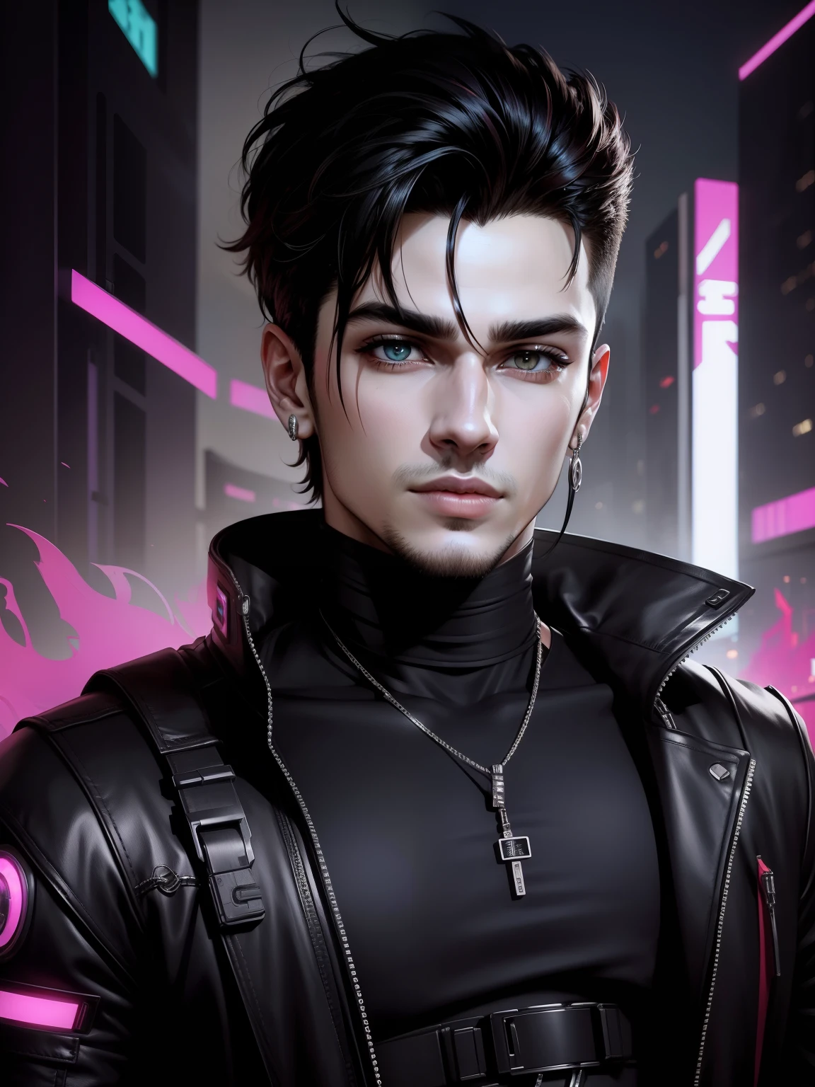 Change background cyberpunk handsome boy
ultra realistic with taigar,