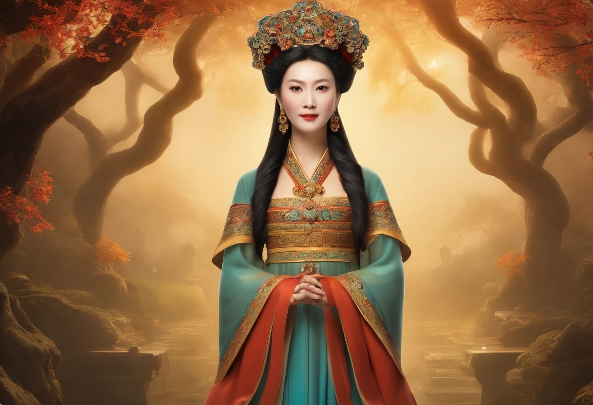 Queen Wu Zetian,Tang Dynasty China, Holding a daughter,