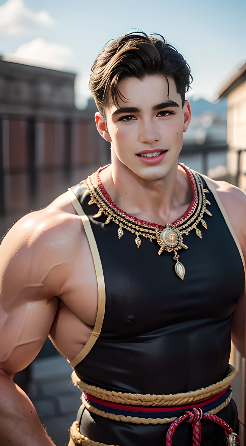(masterpiece, intricately detailed, highest resolution, best quality:1.2), (doujin), a cocky Russian Instagram influencer,a 24 y.o muscle stud with a muscular physique sitting on a chair with black eyes,dark-skinned male, wearing a ((open jacket, chav, armbands, piercings)), (excessive cum), (cum on body), (cum drip), flaccid penis,saggy balls,hairy chest,vascular,muscle striations,soft light,fantastic realism,