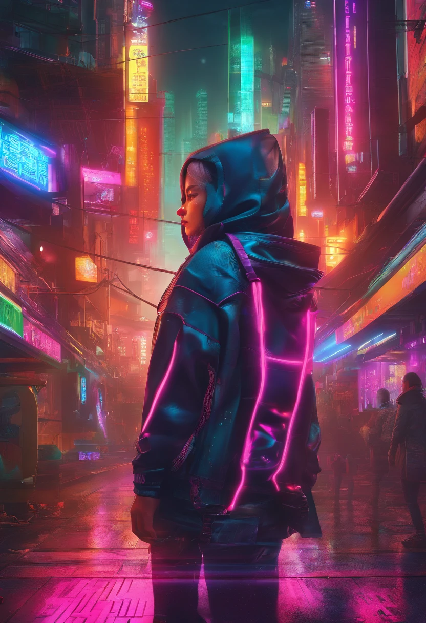 Cyberpunk style cat in sweatshirt,Ultra sci-fi,Nothing to do with web images,Has a very unique personality,Extreme light chasing,Extreme light chasing,Extremely reflected light,Ultra-delicate skin and clothes,Super delicate hair,unity,Extreme sci-fi
