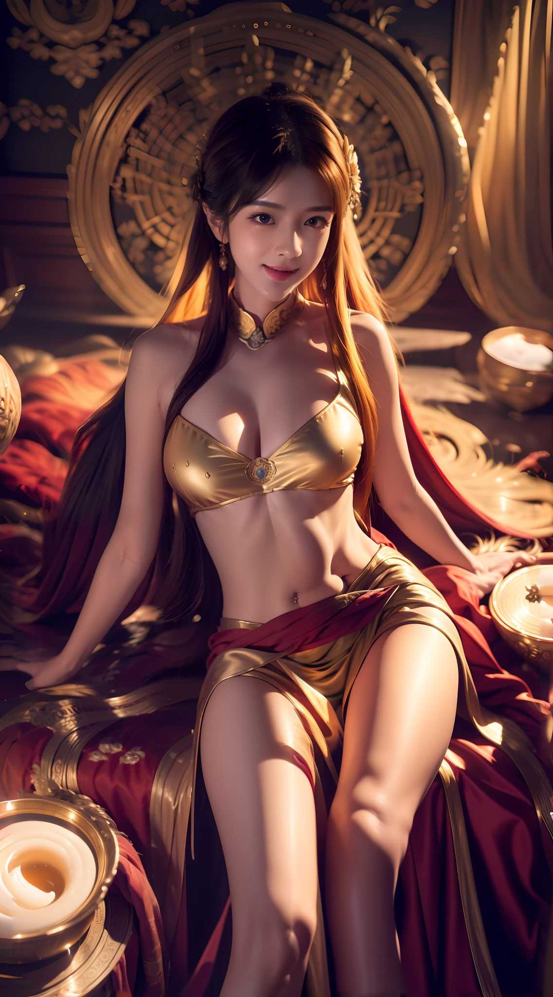1 Gorgeous goddess of fire, (Float on fiery orange clouds); Perfect hair, perfect full lips, Delicate and perfect body, Her body is flawless, Amazing galactic garden, Background of flames, Floating on the clouds, Highly stylized features; (full bodyesbian), unsplash, Highly detailed, Digital painting, intricately detailed eyes, Colourful, Ink painting, Beautiful watercolor, Realistic, Detailed, fine art, Oil painting, Finely drawn hands; By Artgerm, by Alphonse Mucha, author:Ilya Kuvshinov sty, Paintings by Olga Shvasur, Svetlana Novykova,(In the daytime:1.8),in summer,beachside,(naturey:1.9),Very long hair,grinning smile,Raised sexy,unaligned breasts,dynamic angle,dynamicposes,exteriors,Seaside view, (RAW photogr:1.2), (realisticlying:1.4), absurderes, Incredibly Ridiculous res, hugefilesize , ultra - detailed, A high resolution, The is very detailed, best qualtiy , tmasterpiece, illustratio, Extremely refined and beautiful, The is very detailed, CG ,Solidarity , 8k 壁纸, astounding, finedetail, tmasterpiece, best qualtiy,PureErosFace_V1,Urzang-6500-V1 Edition.1,