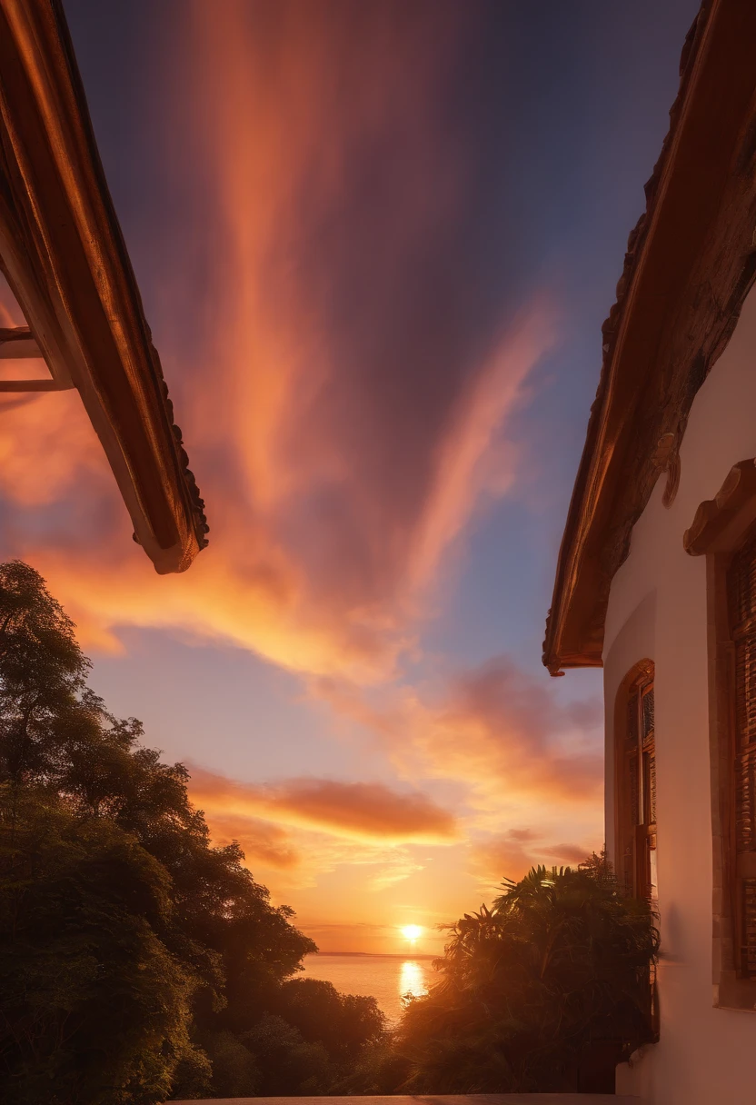 (8K, RAW photo, Best quality, Masterpiece:1.2),(Realistic, photo-realistic:1.37), ((Best quality)), 超高分辨率,Extremely detailed Cg Unity 8K wallpaper, Physically-based rendering,Cinematic lighting,full bodyesbian, (Bokeh:1.4), (1boys), Sit, Watch the sunset, Warm sunset, Beautiful sky, Cloudy, Airplane trails, visto ao longe, From below