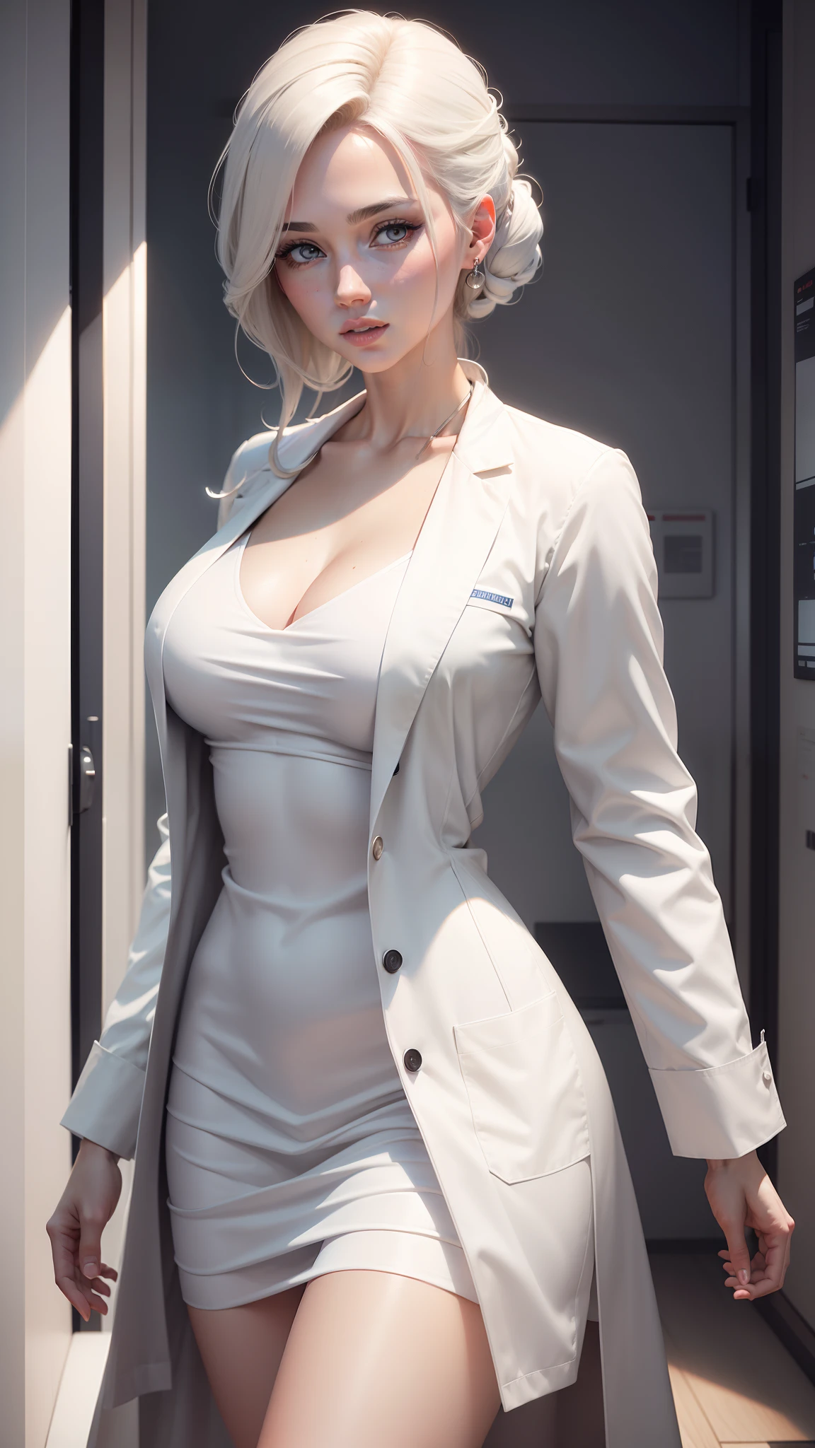 Realistic Beautiful doctor wear a white coat,sexy,hot and medium boods, realistic,8k ,hd