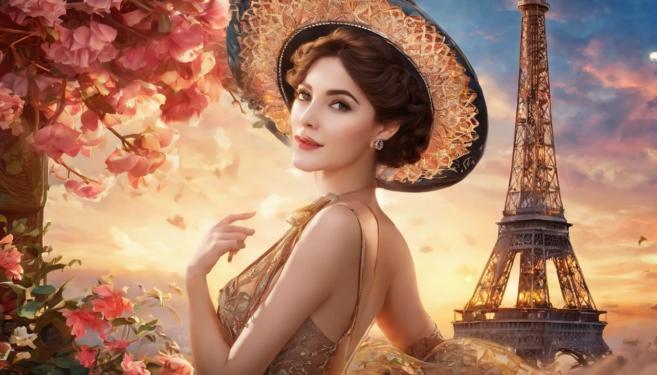 Wallpaper, photo, portrait, masterpiece, best quality.
Glamorous lady against the backdrop of the Eiffel Tower.
High detail, Highest quality image, magic, Cinematic lighting, professional, Detailed perfect face.
expressive cute happy eyes, 64k, masterpiece, realistic, Vibrant colors, UHD, perfect composition, beautiful, detailed composition, detailed octane rendering, ArtStation trends, photorealism, Detailed anatomy, Realistic proportions, Macro photography, close-up, super detailed, artstation trends , sharp focus, studio photo, complex details, high detail,
