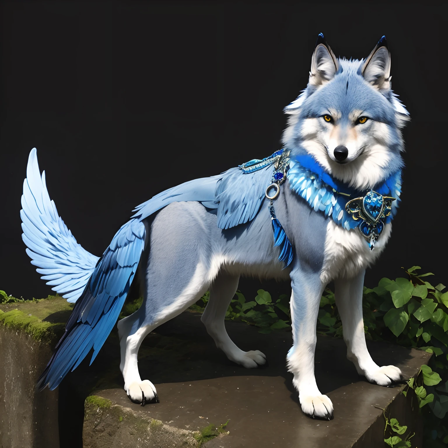 blueish winged wolf