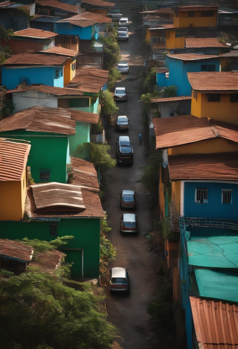 crie uma favela brasileira, Crisp texture, 8k, ultra realista,