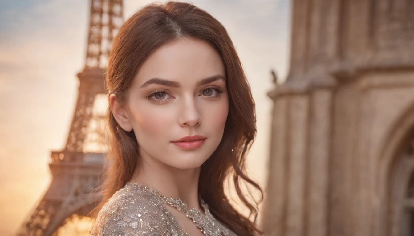 Wallpaper, photo, portrait, masterpiece, best quality.
Glamorous lady against the backdrop of the Eiffel Tower.
High detail, Highest quality image, magic, Cinematic lighting, professional, Detailed perfect face.
expressive cute happy eyes, 64k, masterpiece, realistic, Vibrant colors, UHD, perfect composition, beautiful, detailed composition, detailed octane rendering, ArtStation trends, photorealism, Detailed anatomy, Realistic proportions, Macro photography, close-up, super detailed, artstation trends , sharp focus, studio photo, complex details, high detail,