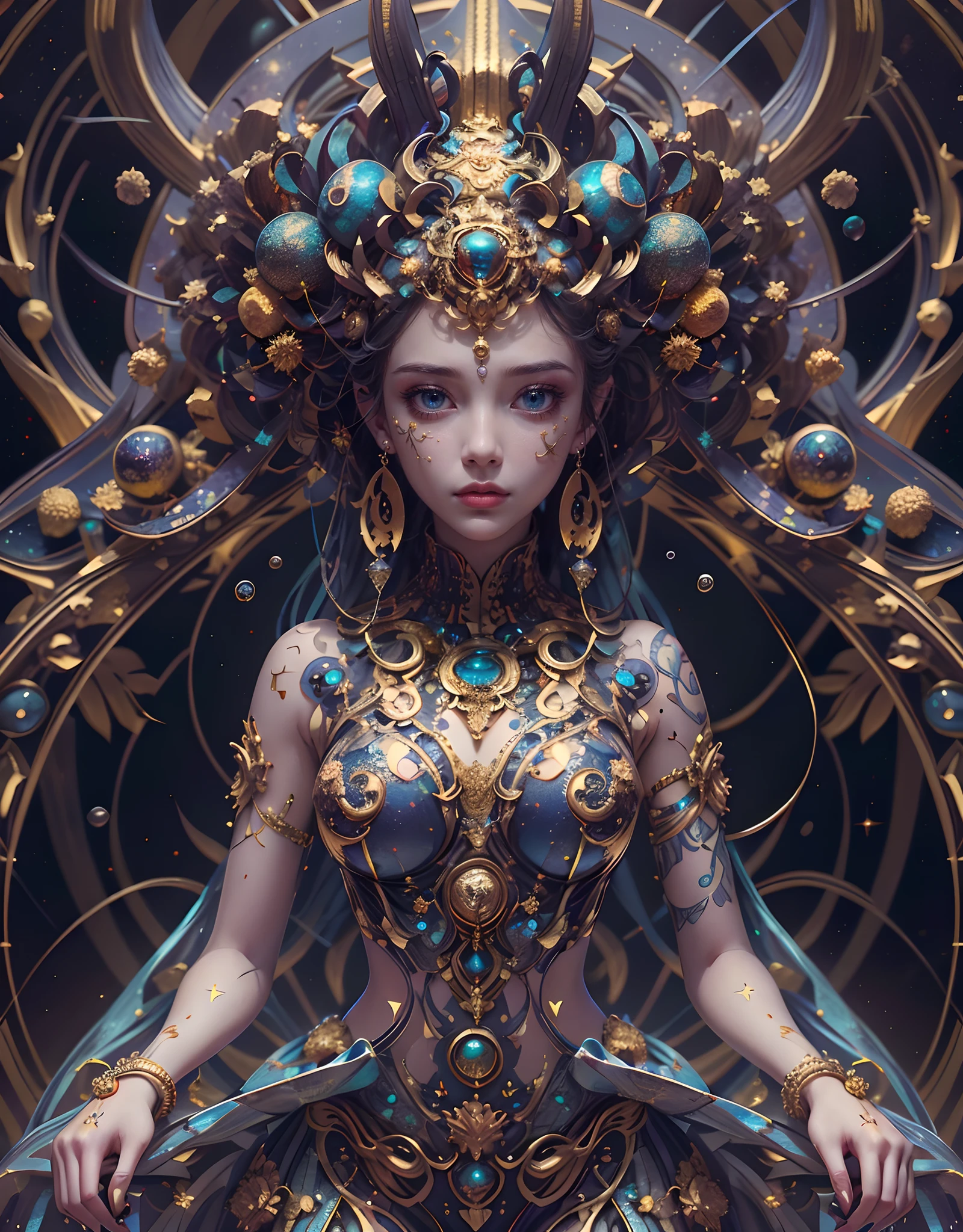 (absurdres, highres, ultra detailed), 1girl, solo, extremely detailed eyes, (official art, beautiful and aesthetic:1.2), (fractal art:1.2), (full body, naked body:1.2), (breasts, nipples:1.2), colorful, highest detailed