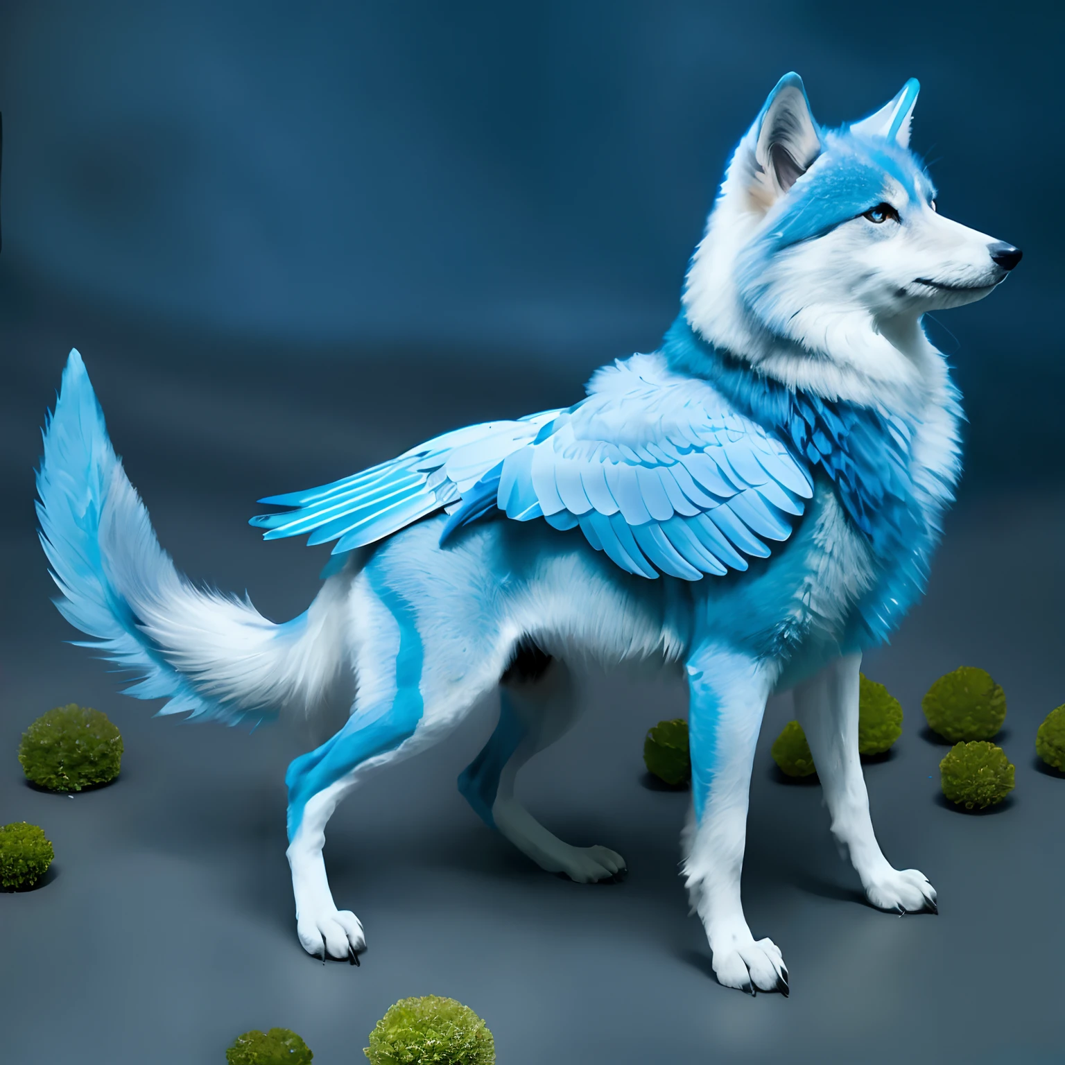 blueish winged wolf