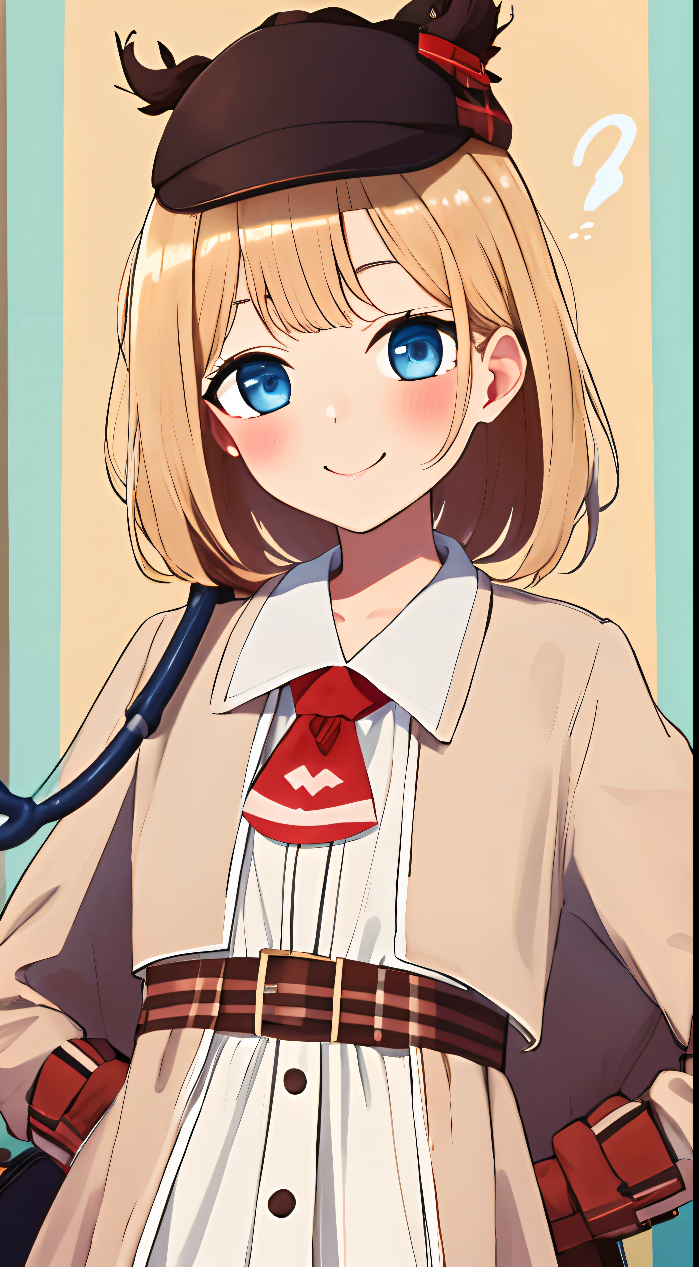 High quality, Best Quality, masutepiece, absurderes, Amelia Watson, detective, 1girl in,  Solo, Smile, blush, stethoscope、Hats