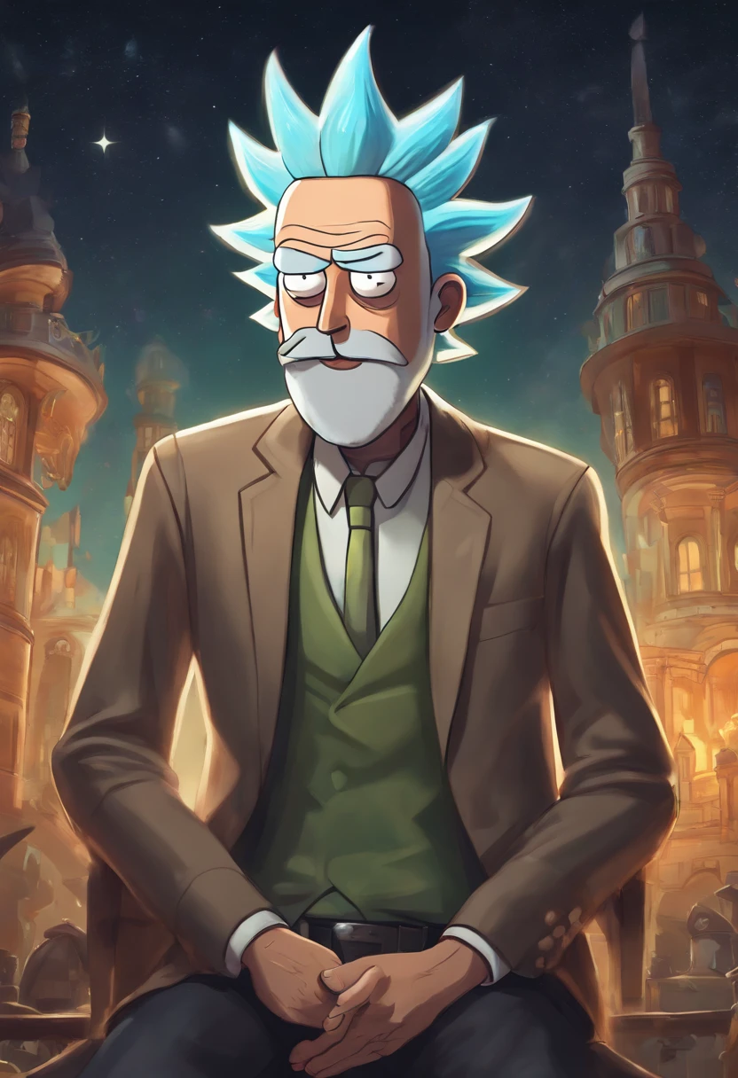 (best quality:1.2,ultra-detailed,realistic:1.37),drawing of the character from Rick and Morty in the art style of the Rick and Morty universe,high-res,professional,portrait,anime,vivid colors,physically-based rendering,detailed facial features,sharp focus,humorous expression,stylized hair,universe background,dimensional portal,humorous props,sci-fi,studio lighting,bokeh
