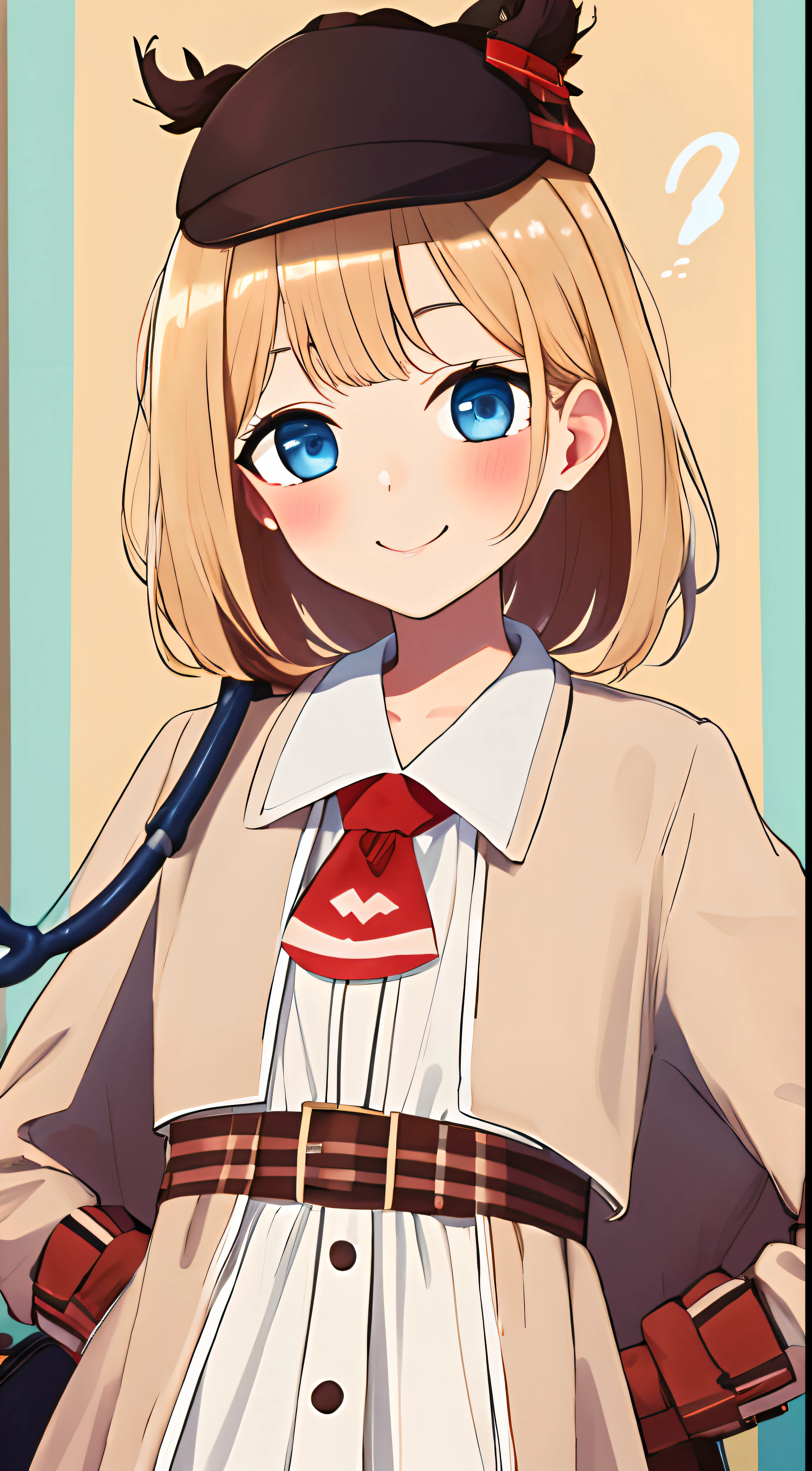 High quality, Best Quality, masutepiece, absurderes, Amelia Watson, detective, 1girl in, Solo, Smile, blush, stethoscope、Hats