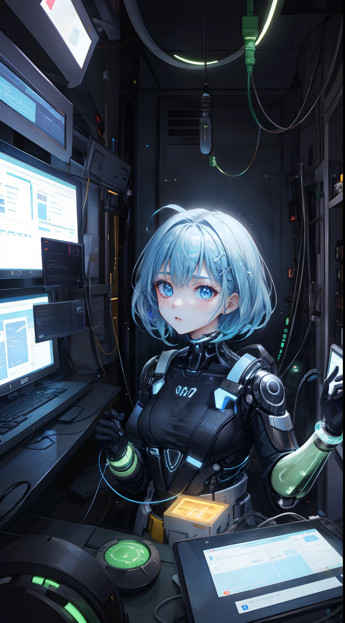1 girl, upper body, single focus, biopunk style, organic cybernetic attire, bioengineered elements, (biotech aesthetics: 1.4), (genetic enhancements: 1.3), bioengineered features, biopunk aura, [depth of field, ambient lighting, biopunk look foreground, bioenhanced appearance], Biopunk Sci-Fi, genetic engineering, bioenhanced world, (living tech), (genetically modified traits: 1.2), intricate details, enhanced lighting.