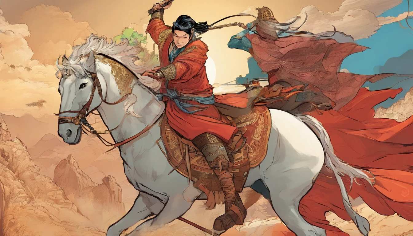 Man on horseback in ancient costume,China-style
