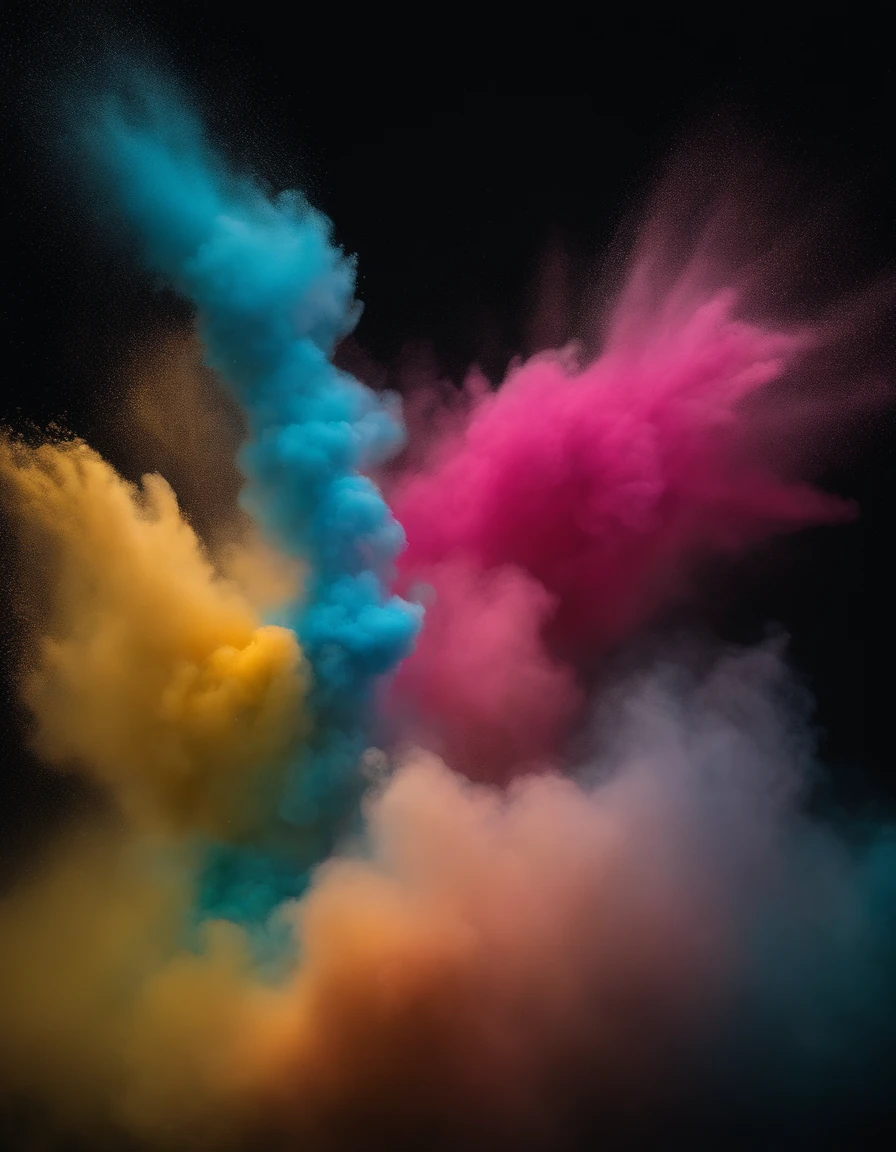 (Best Quality, hight resolution,masutepiece:1.2), Ultra-detailed,Abstract, Colorful, Colorful powder explosion isolated on black background, Shimmering texture, Visible background, Freezing Movement, Colorful powder, Radial from the center, The best balance, best composition,