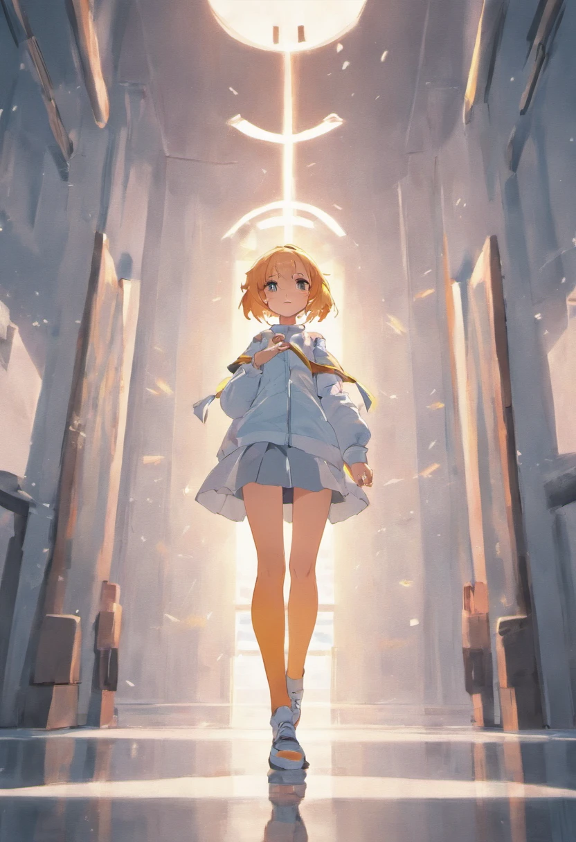 Woman standing in a white, empty place. ela esta com um leve sorriso, imagem em 4k, Free Fire Anime Style Illustration