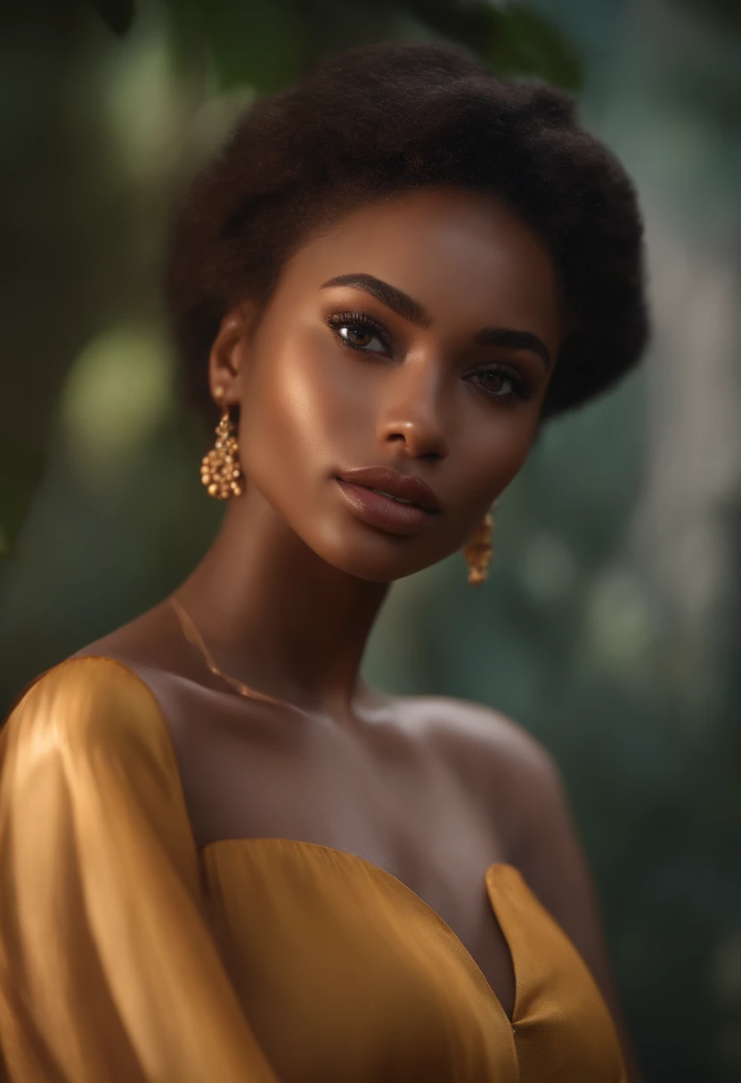 (best quality,4k,8k,highres,masterpiece:1.2),ultra-detailed,realistic,(portrait:1.1),beautiful detailed eyes,beautiful detailed lips,brown skin girl with cute dress,long eyelashes,dreamy background lighting,vivid colors,subtle shadows,soft focus,professional,comfortable pose,bright and warm color tones,gorgeous aesthetic,finely painted,detailed fabric texture