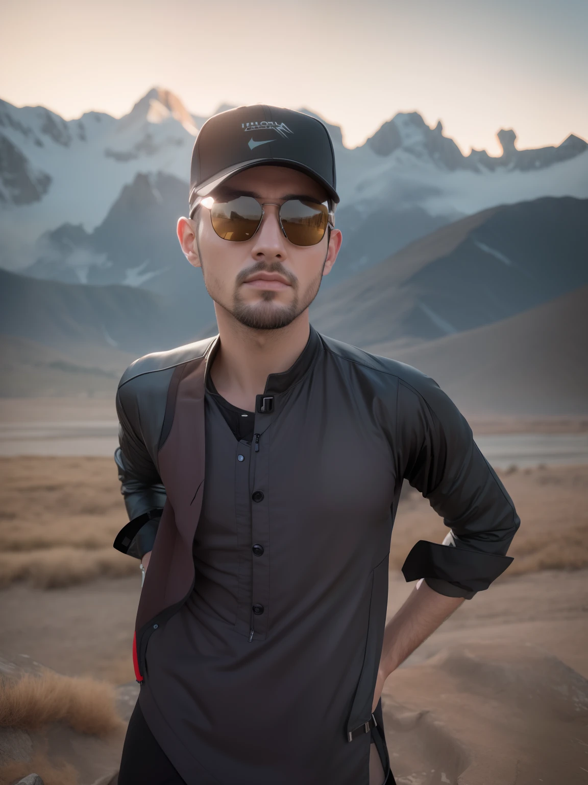 Change background add some mountain and some eagle cyberpunk handsome boy realistic face 8k ultra realistic