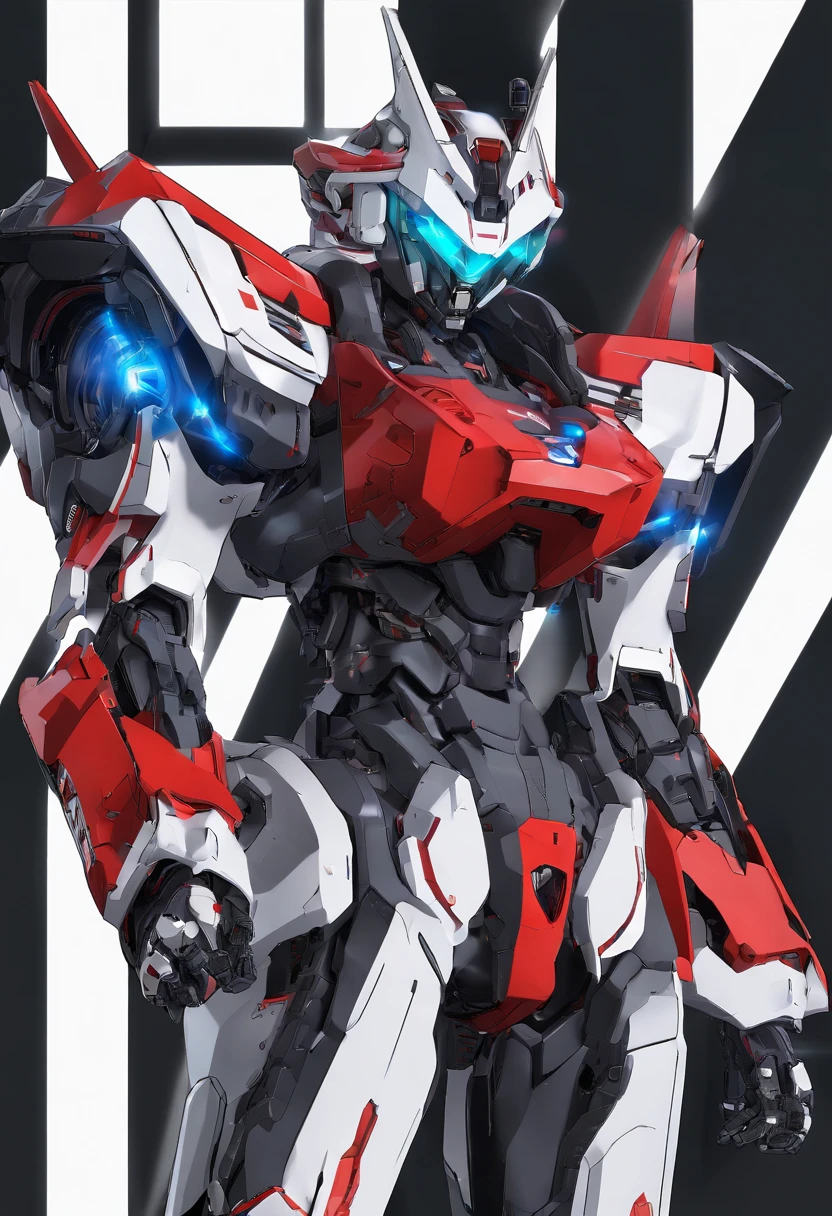 Close-up of a robot with a sword and a red and white suit, modern mecha anime, Japanese ironclad knife, Knight of the romantic universe，anime robotic mixed with organic, mecha anime, anime large mecha robot, cool mecha style, eva unit 0 1, anime robots, Extreme Gundam, full body mecha suit,Mecha, sharp high quality anime, evangelion third impact inspired