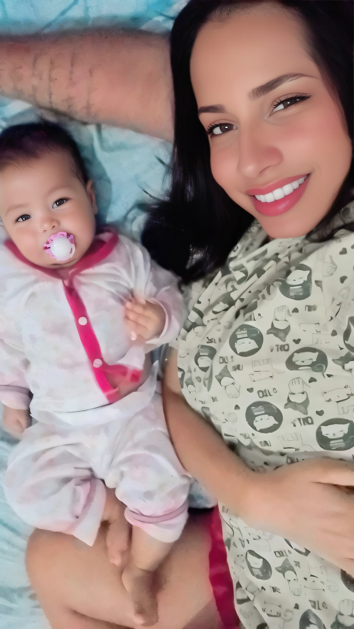 There is a woman holding a and a pacifier in her lap, imagem de qualidade muito baixa, imagem de perfil, LinkedIn, fotografia, fotografia de perfil, Valentina Embaralhamento, by Amelia Peláez, Lorena Avarez, Upload de alta qualidade, Alanis Guillen, 1614572159, fotografia de perfil, fotografiagrafia