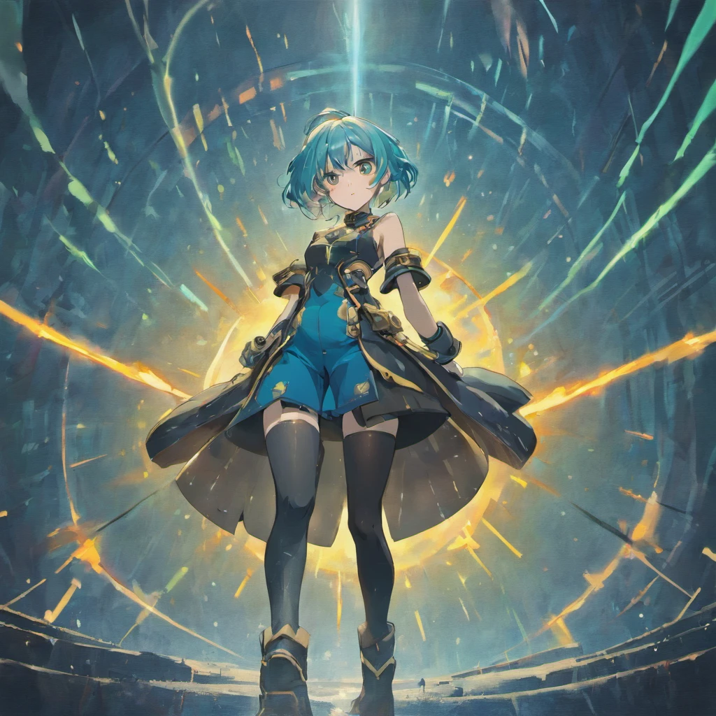 Masterpiece、Best Quality、full bodyesbian、Facing the front、Standing in the center、(one beautiful women)、(20age)、(Adults)、tall、(Cool Beauty)、(large full breasts)、deadpan、((Short Bob Cut Hair))、((Blue hair))、Deep green eyes、((((Wearing a combat suit over a black bodysuit)))、sleeveless、wearing boots、(white backgrounid)、
