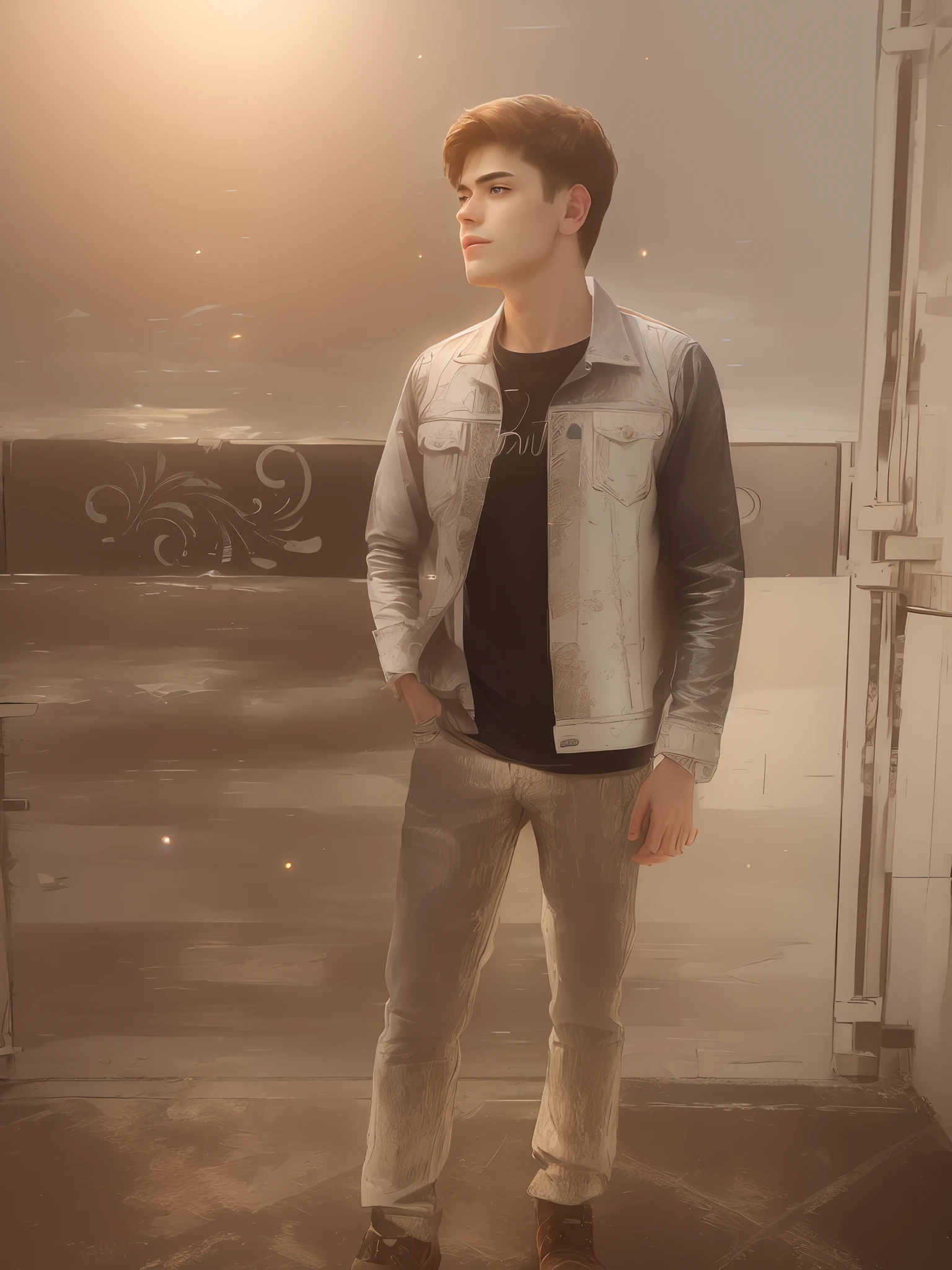 Realistic handsome boy ,Change background , 8k, smooth, light flare, real face
