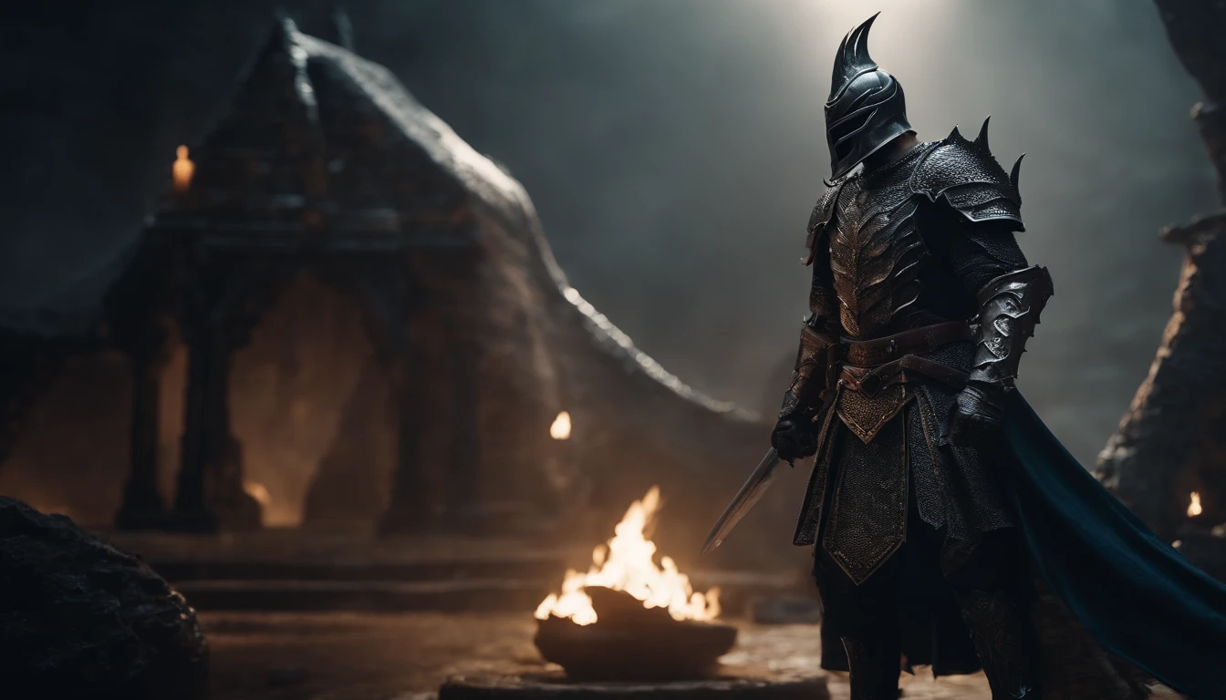 Fantasy World Monster Knight，中景 the scene is，Full body like， highly detailed surreal vfx，oc rendered，Shot with 70 mm - AR 16:9 --q 2 --s 1000