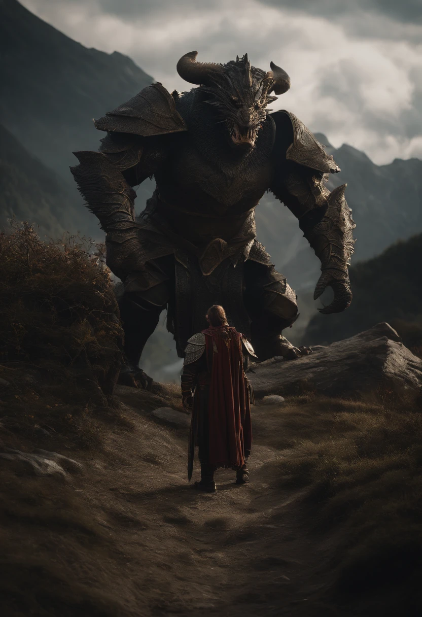 Fantasy World Monster Knight，中景 the scene is，Full body like， highly detailed surreal vfx，oc rendered，Shot with 70 mm - AR 16:9 --q 2 --s 1000