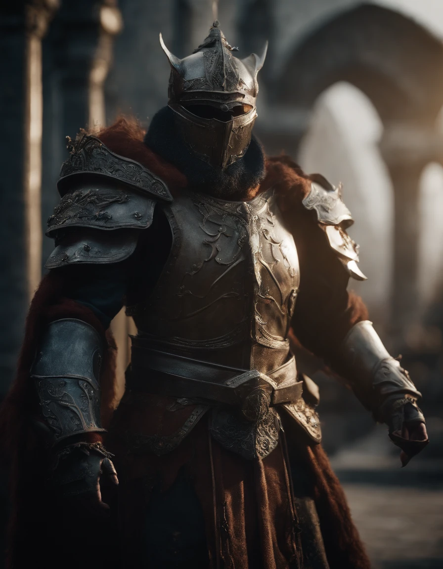 Fantasy World Monster Knight，中景 the scene is，Full body like， highly detailed surreal vfx，oc rendered，Shot with 70 mm - AR 16:9 --q 2 --s 1000